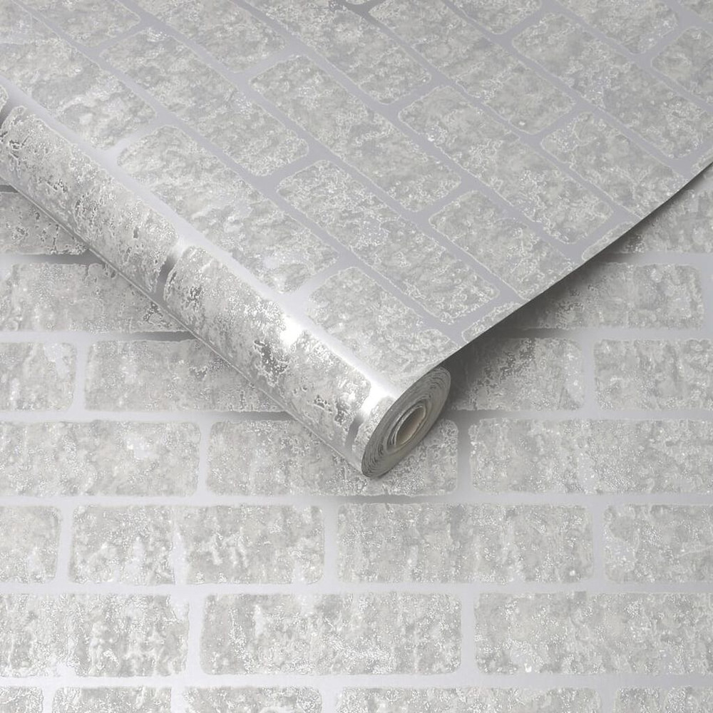 milan brick silver wallpaper
