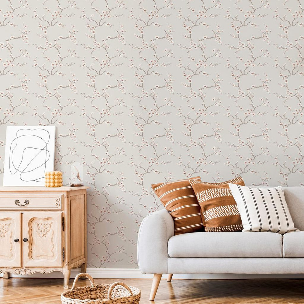 apple blossom burnt orange wallpaper