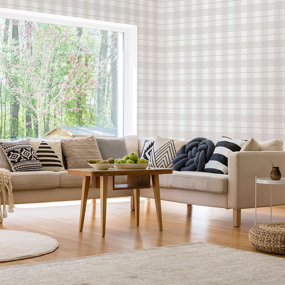 country tartan natural wallpaper