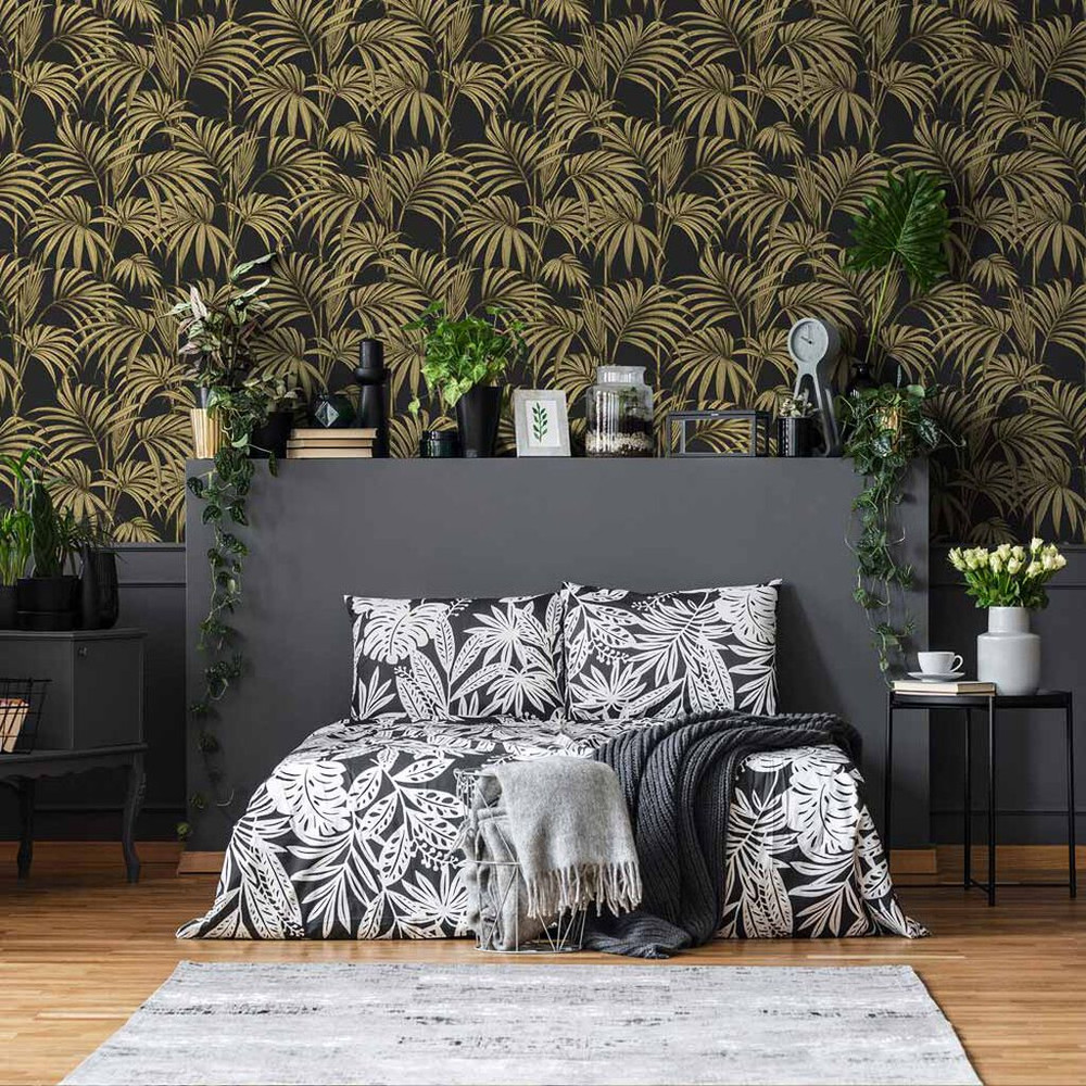 honolulu black and gold wallpaper