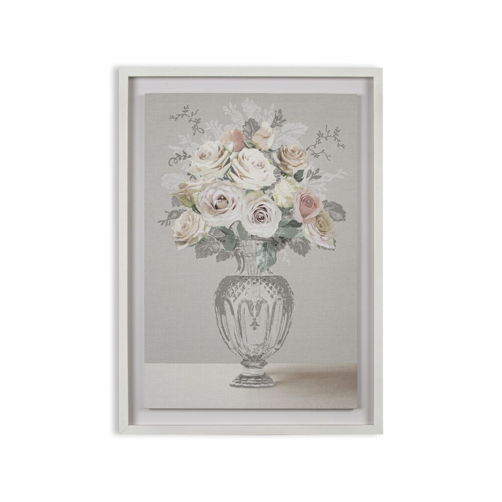Rose Bouquet Vase Framed Floating Canvas