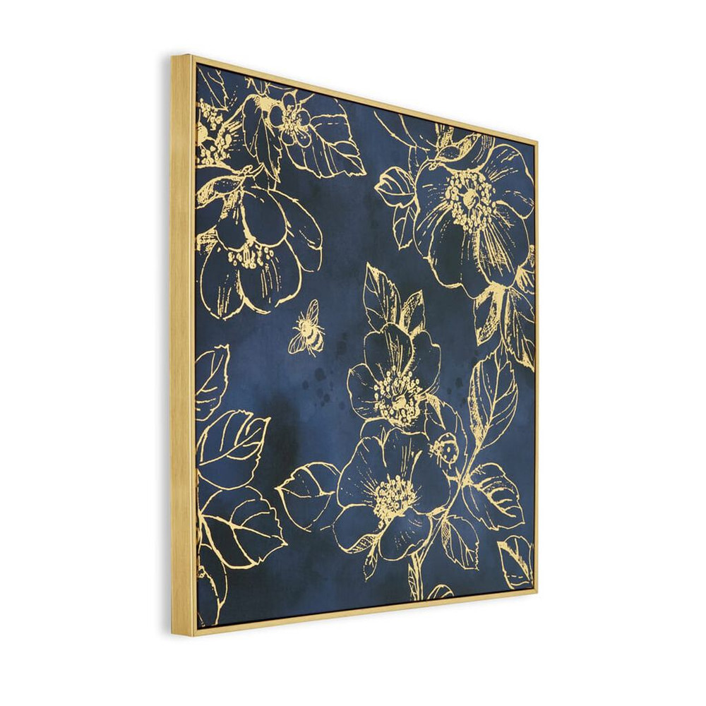 golden blooms framed canvas