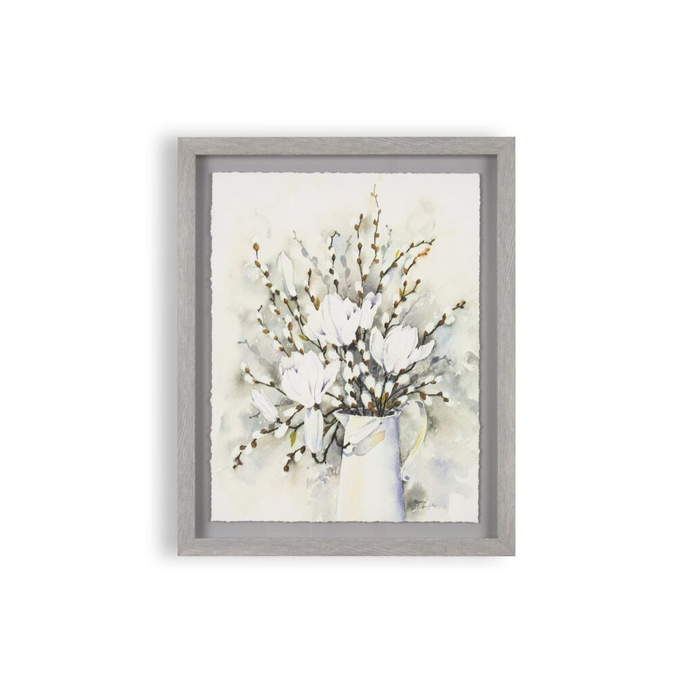 pussy willow in vase framed print