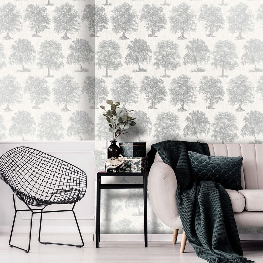 enchanted tree silver wallpaper