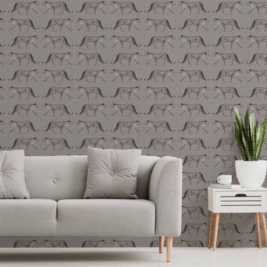 Glam Leopard Charcoal Wallpaper