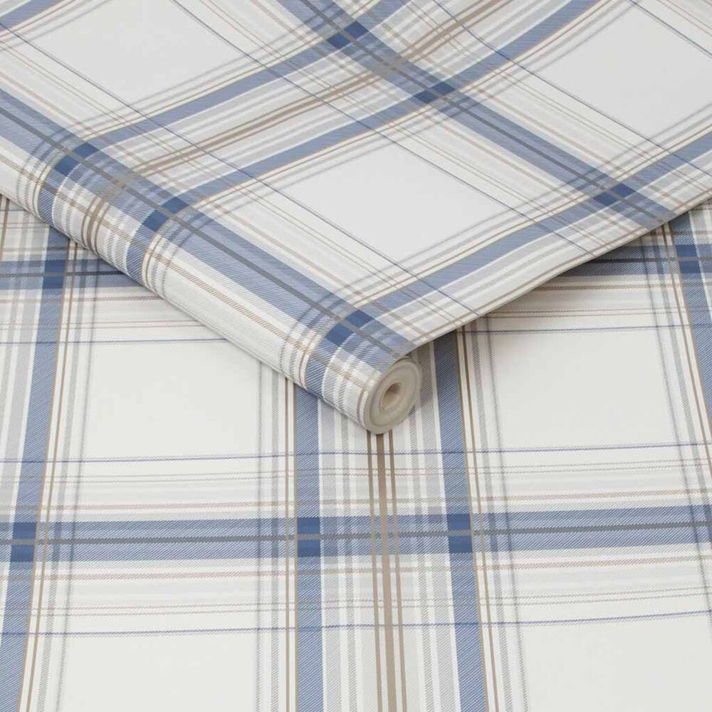 iona check navy wallpaper
