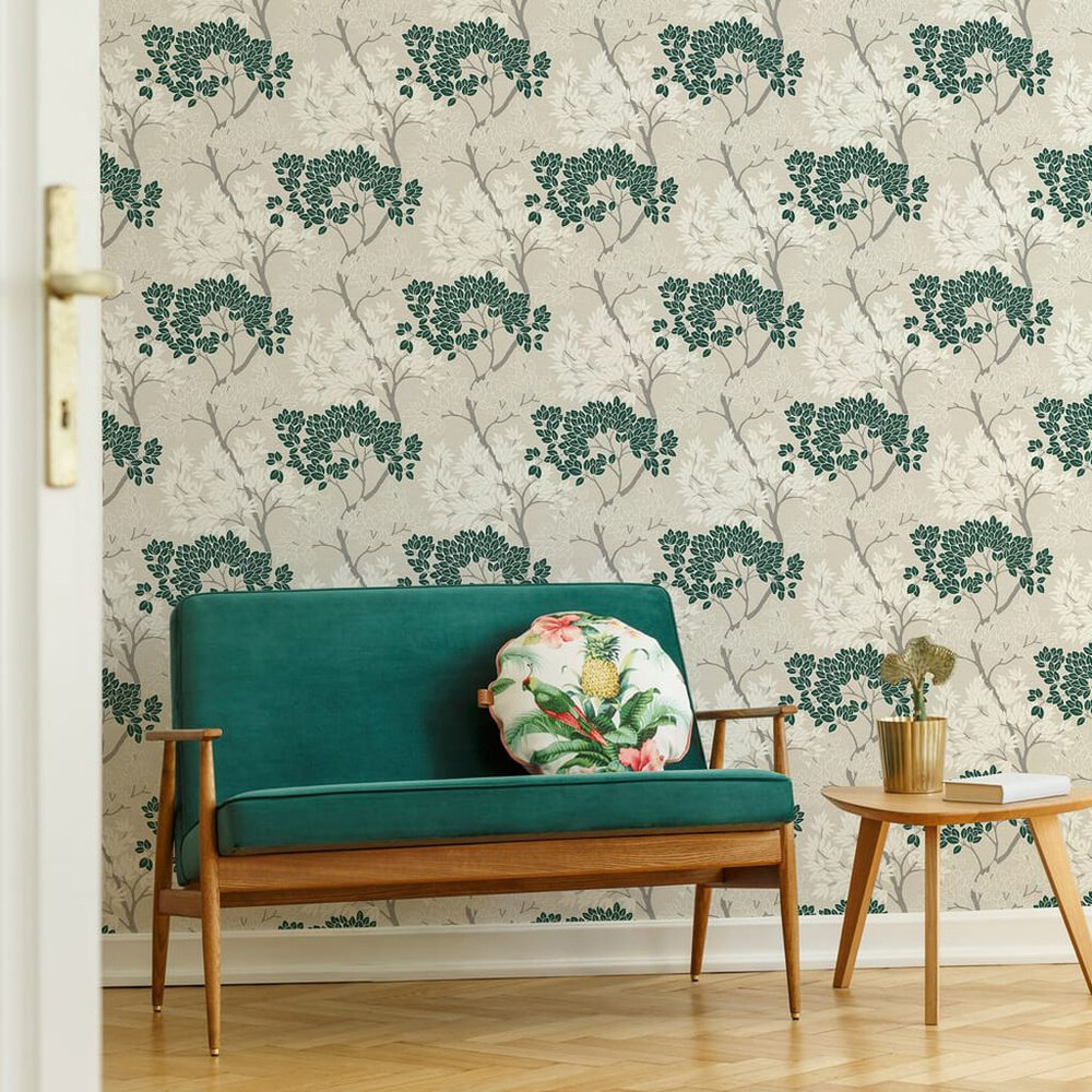 fresco lykke tree dark green wallpaper