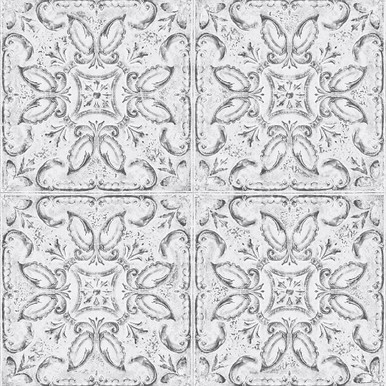 contour vintage tin tile white wallpaper
