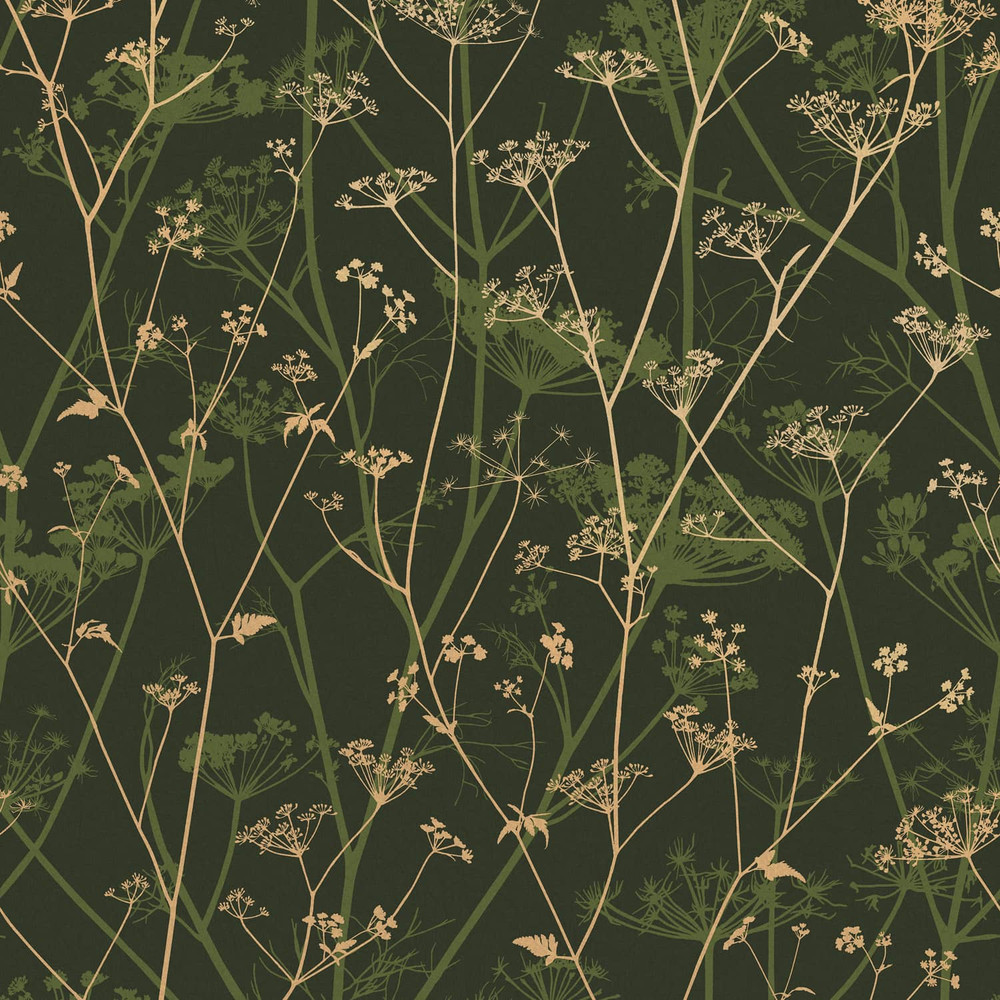 Wild Chervil Sage & Gold Wallpaper