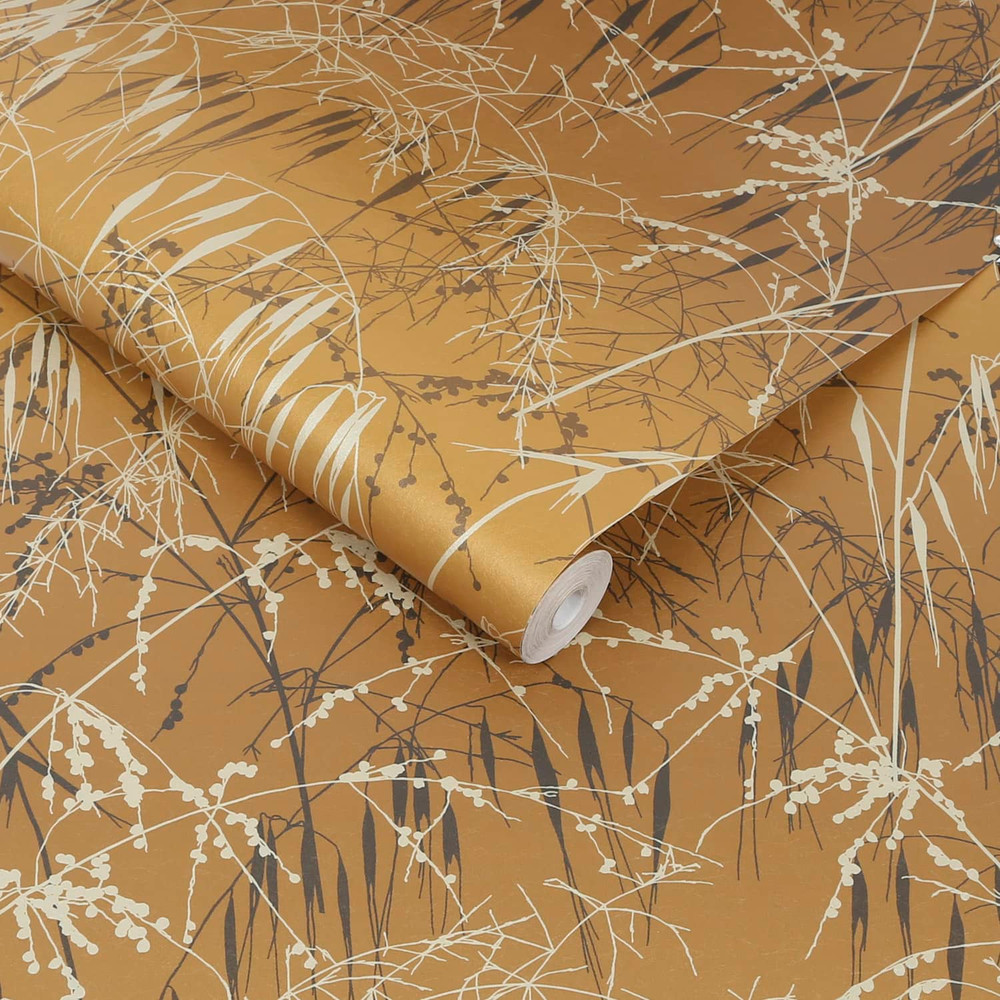 Meadow Grass Yellow Ochre & Soft Gold Wallpaper