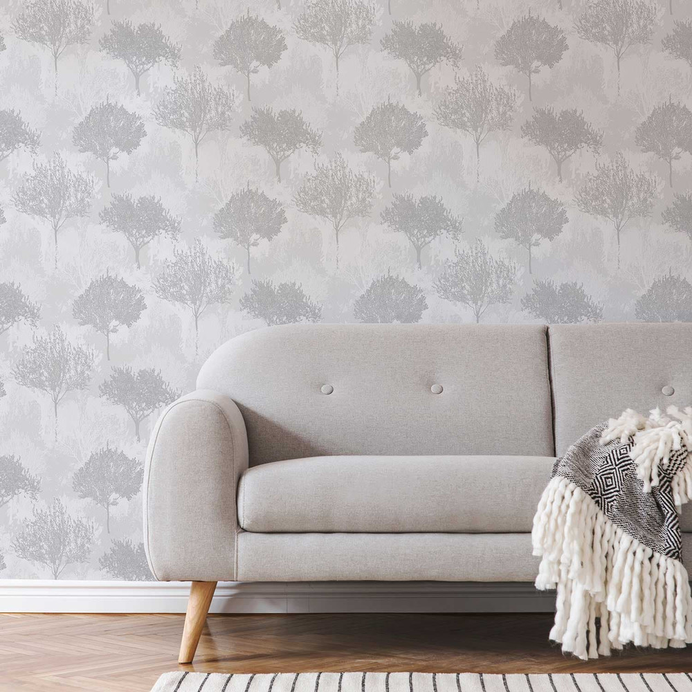 Birch Silver Wallpaper