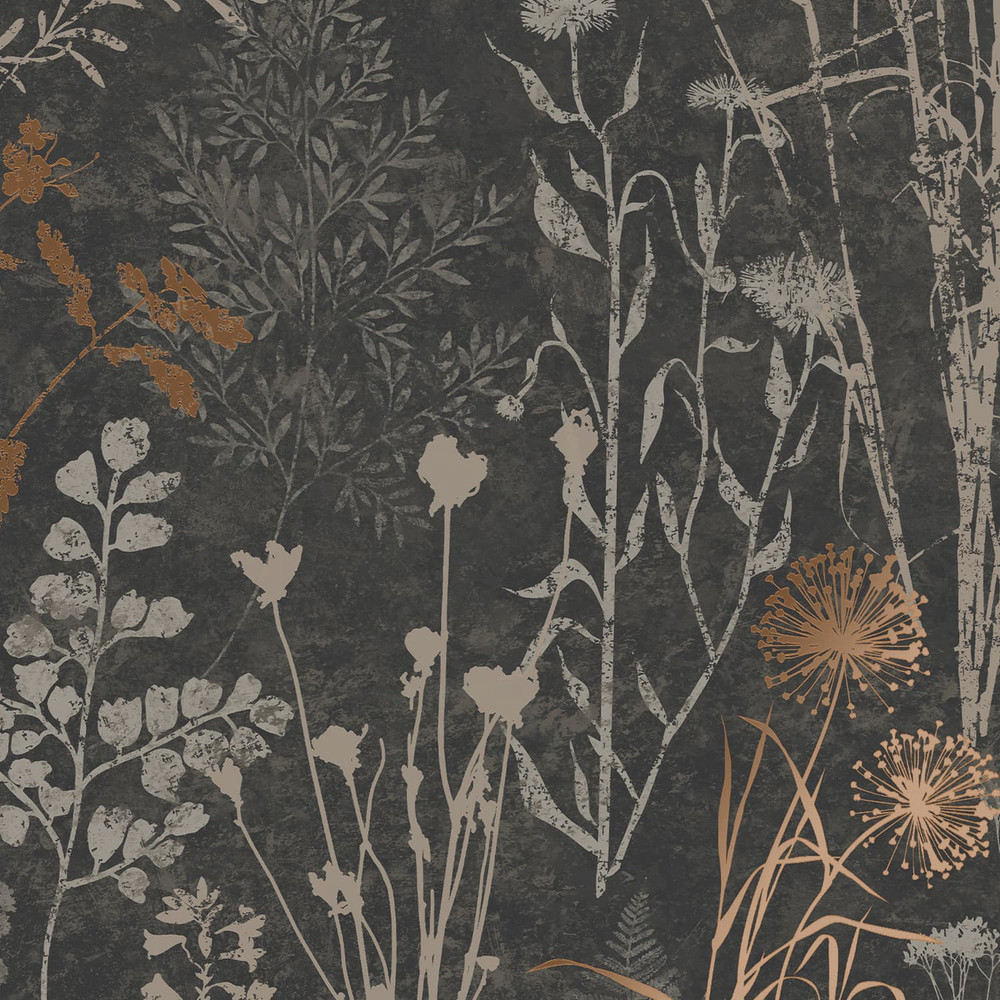 Organics Black And Copper Wallpaper