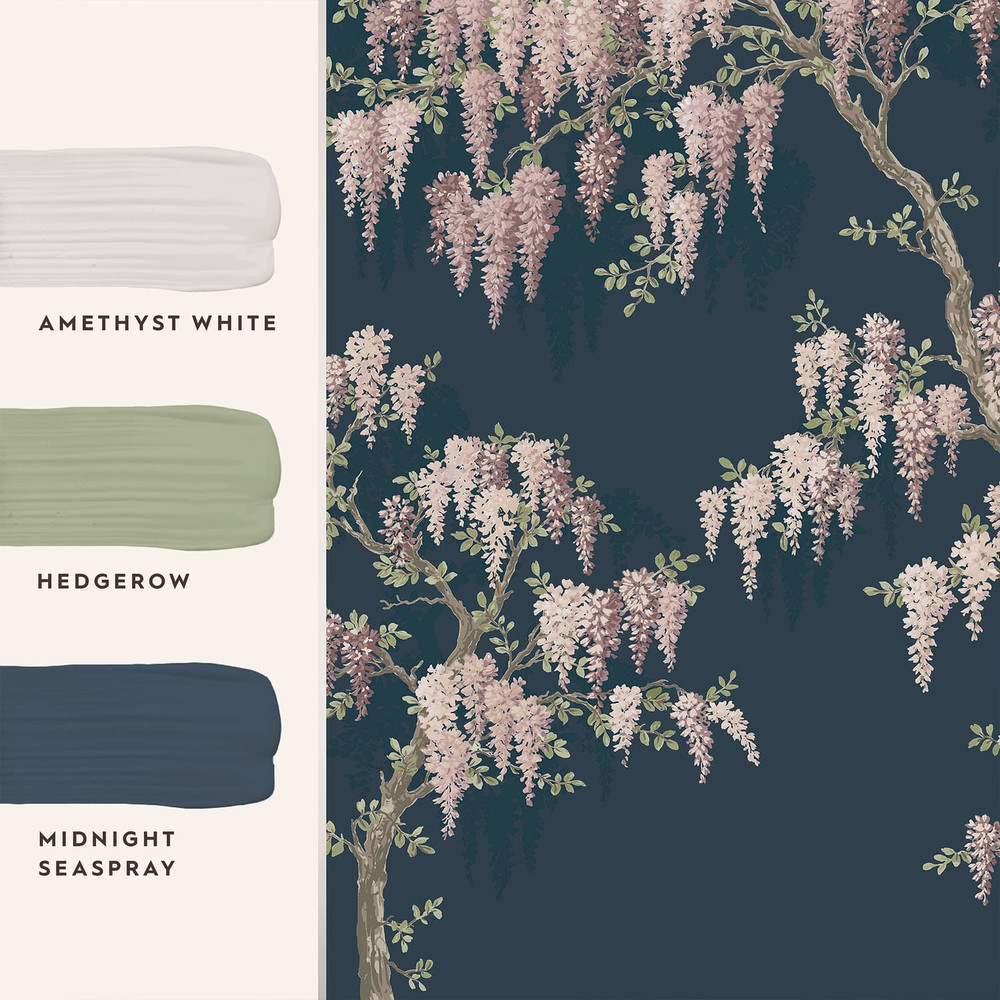 Laura Ashley Wisteria Garden Midnight Seaspray Bespoke Mural