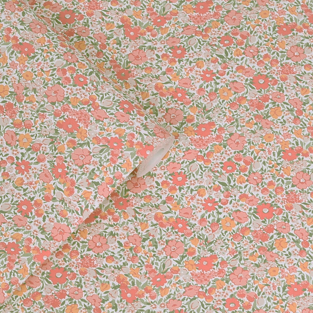 Laura Ashley Loveston Coral Pink Wallpaper