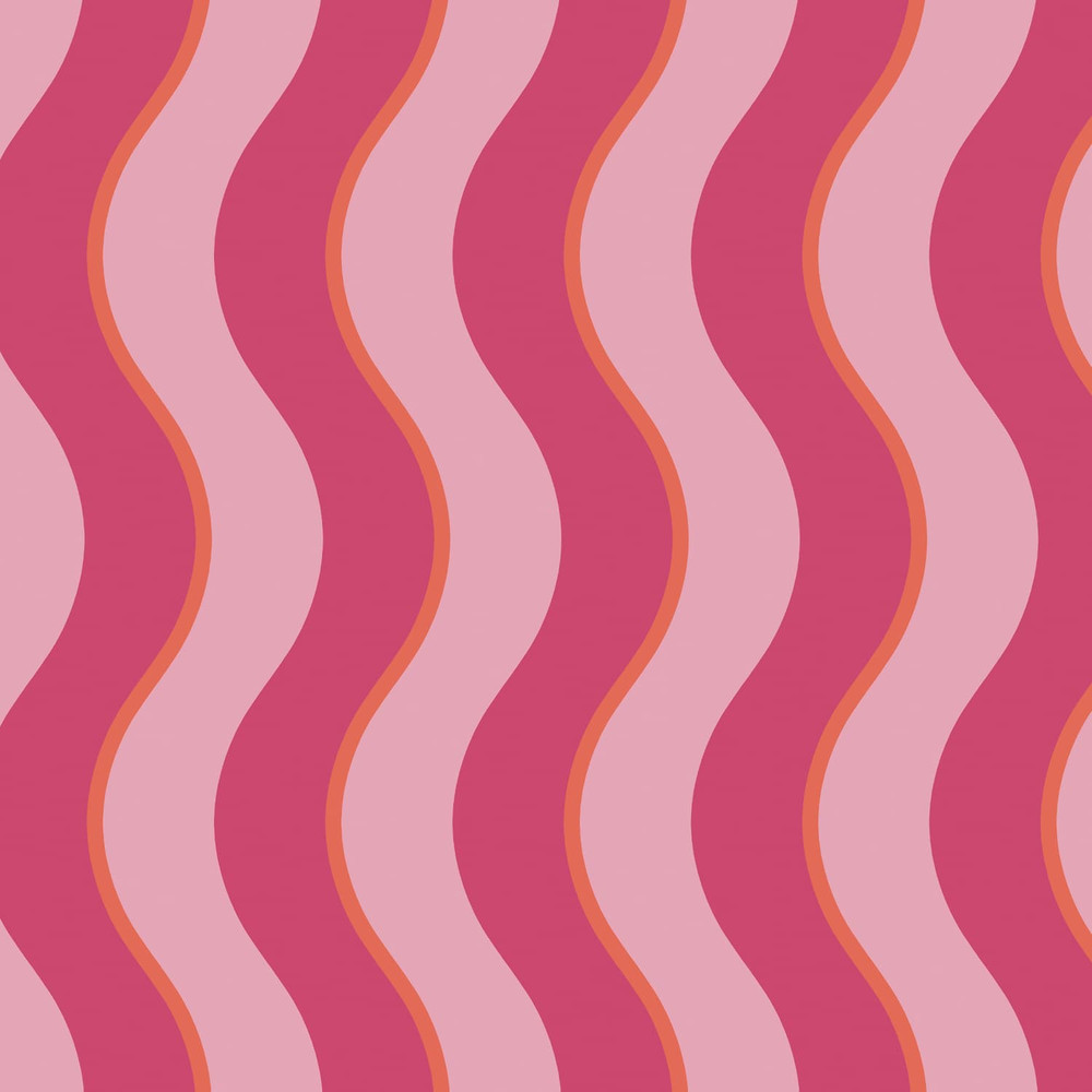 Making Waves Raspberry and Tangerine Wallpaper