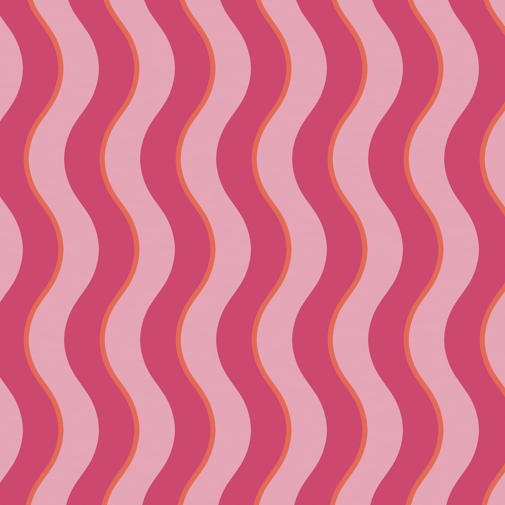 Making Waves Raspberry and Tangerine Wallpaper