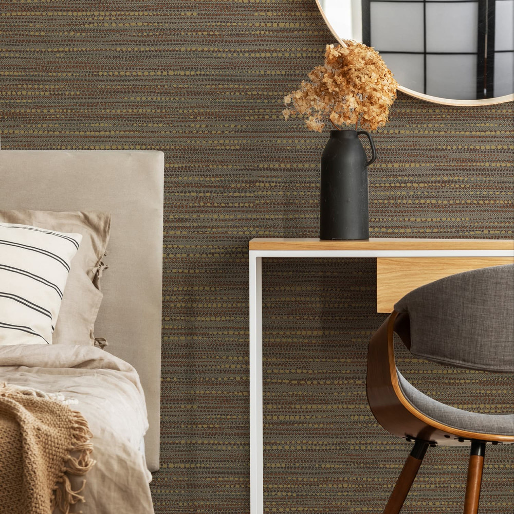 Chunky Horizontal Weave Rust Wallpaper