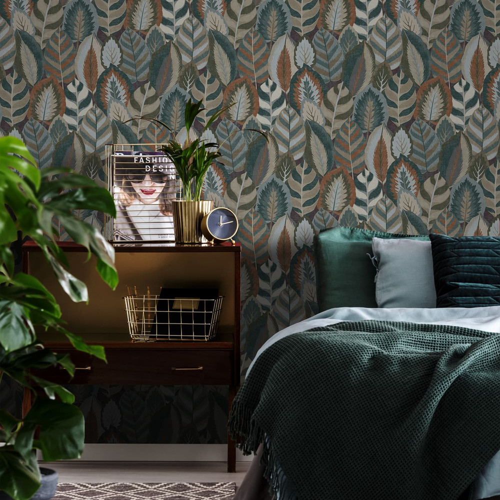 Arty Leaves Green Wallpaper