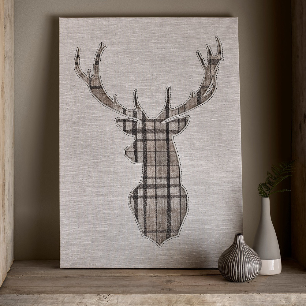 Tartan Stag Printed Canvas Wall Art - 105385_ROOMSET_TARTAN STAG_01.jpg