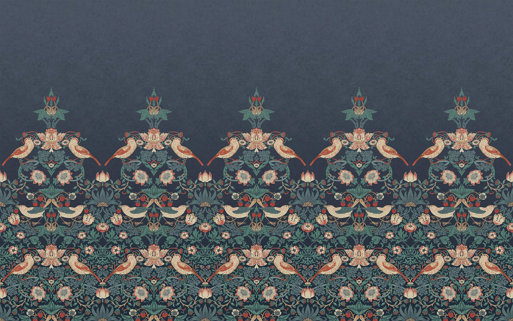 Strawberry Thief Navy Bespoke Mural