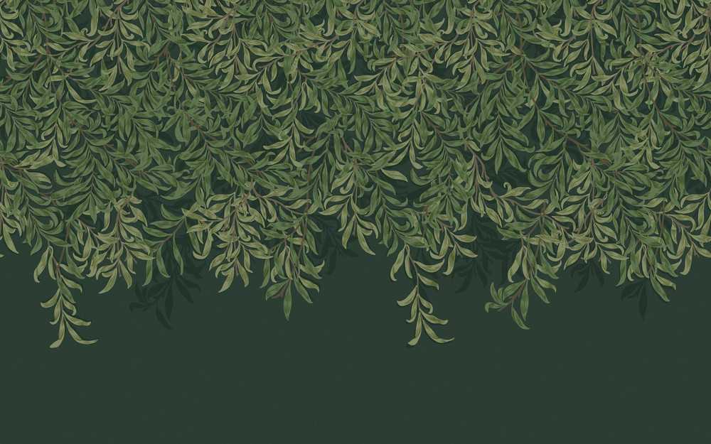 Willow Bough Deep Green Bespoke Mural