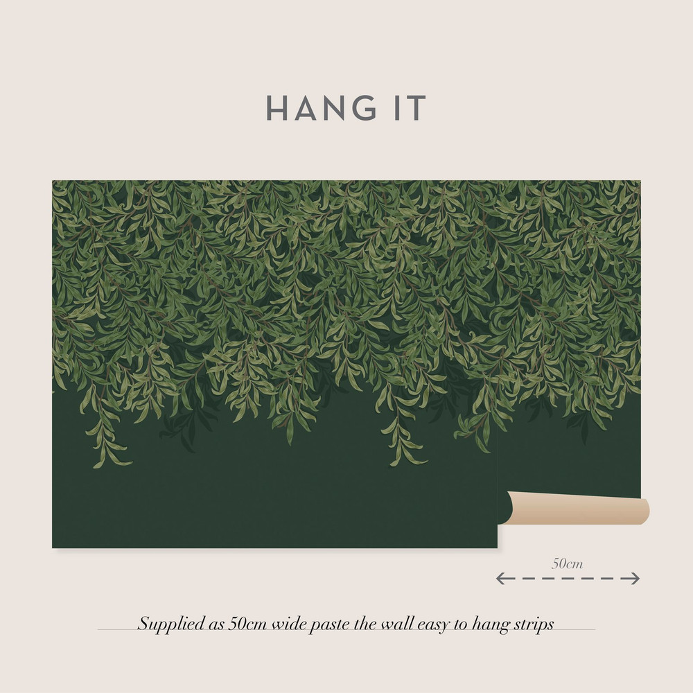 Willow Bough Deep Green Bespoke Mural