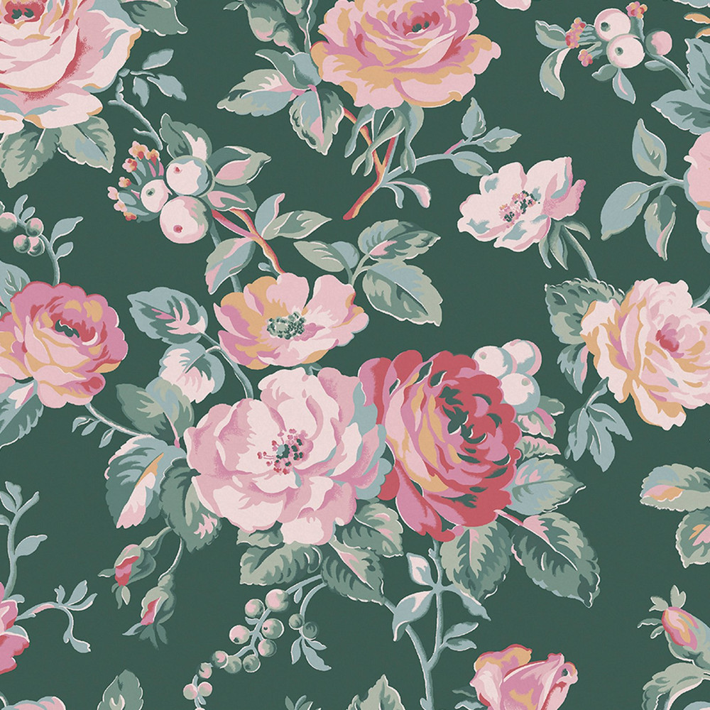 Cath Kidston Garden Rose Green Wallpaper
