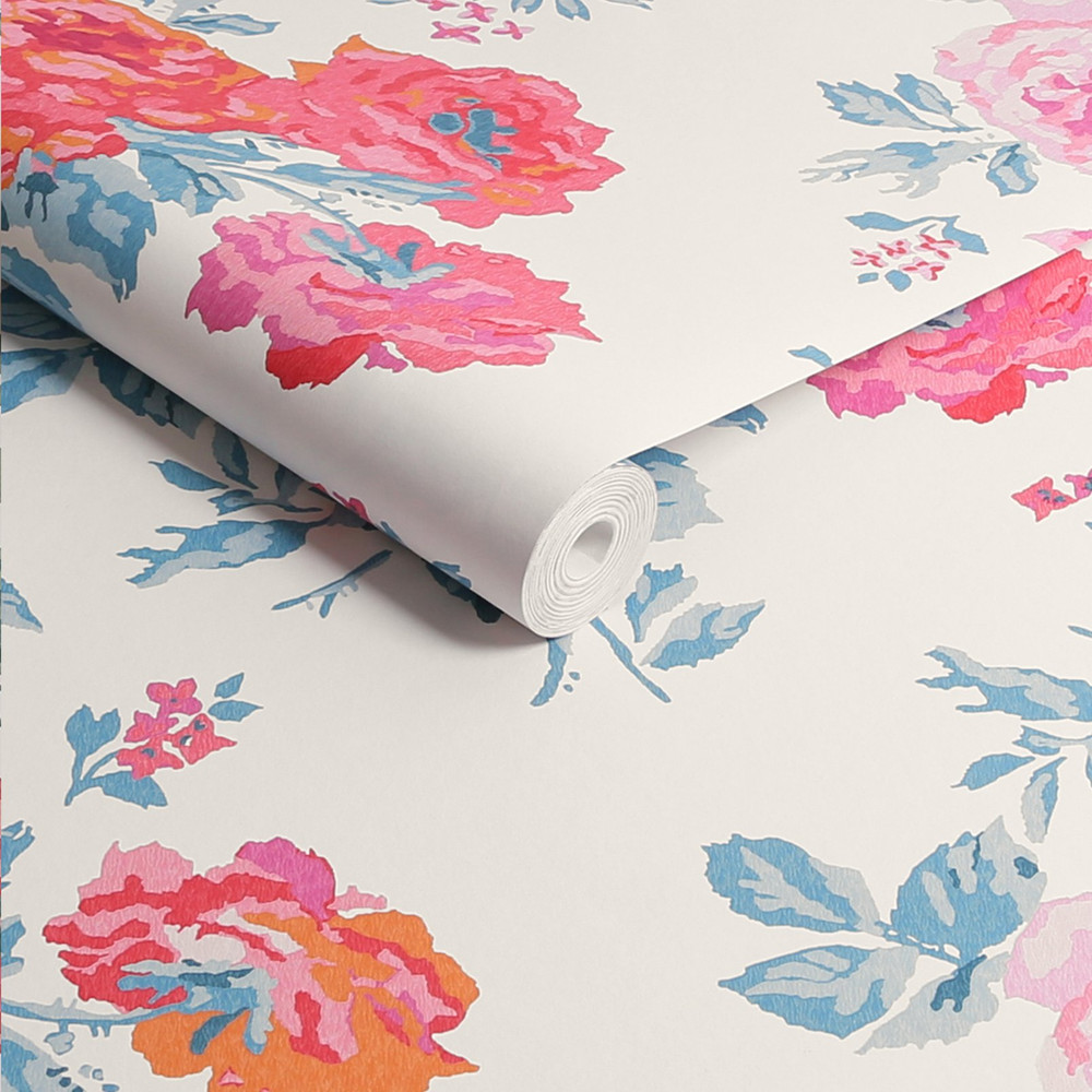 Cath Kidston Archive Rose Blue & Pink Wallpaper