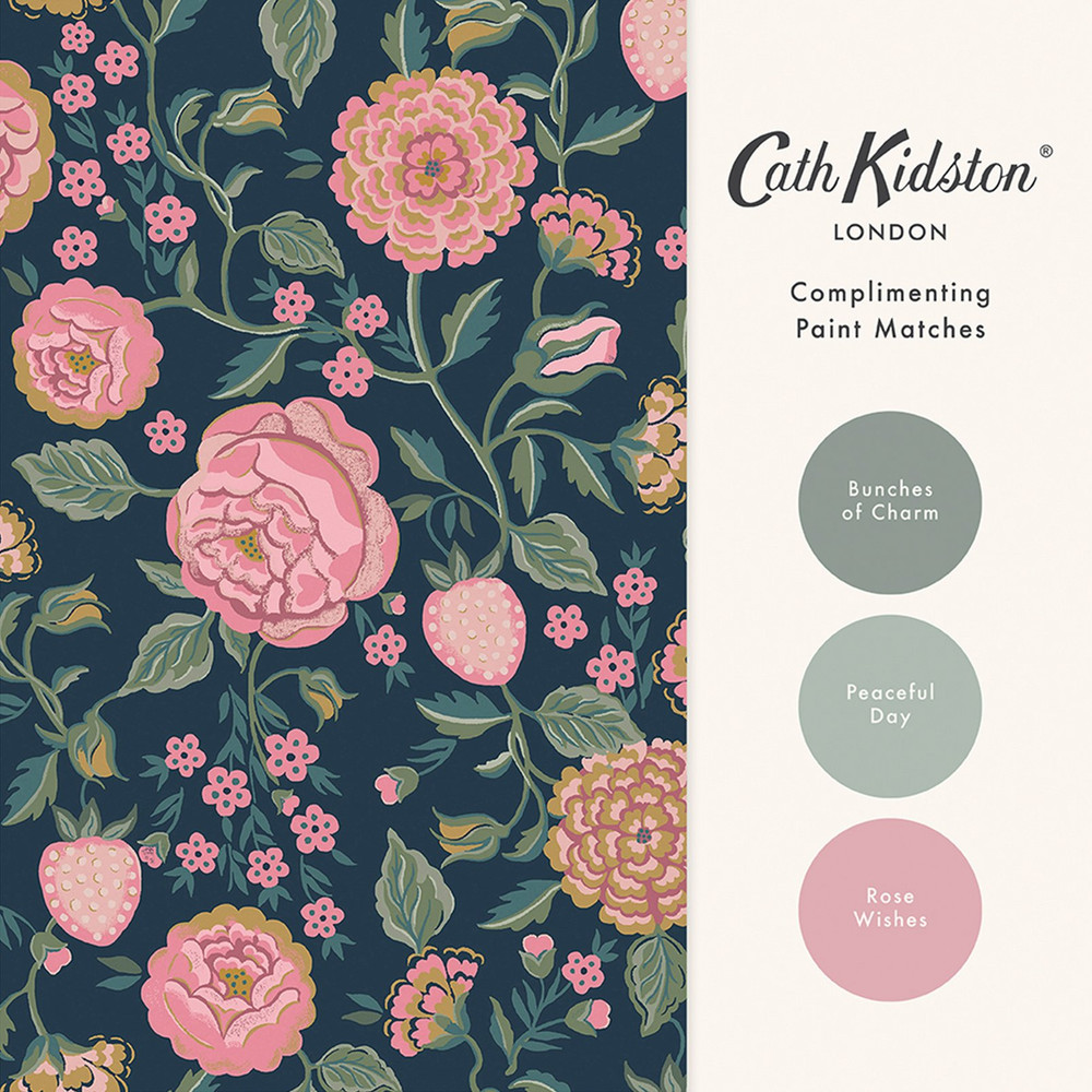 Cath Kidston Strawberry Garden Navy Wallpaper