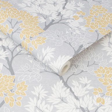 Fresco Lykke Tree Ochre Floral Wallpaper