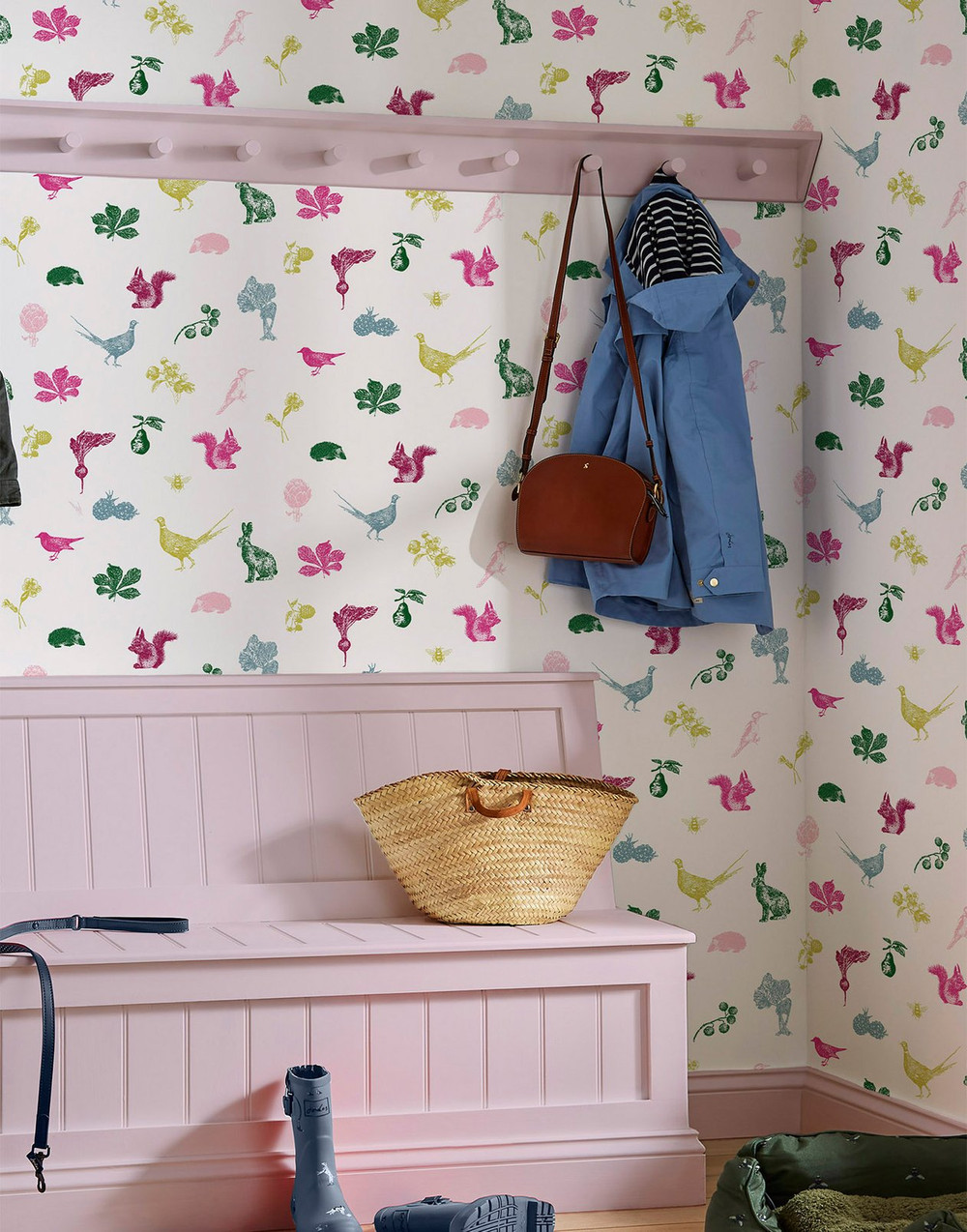 Joules Etched Woodland Creme Multi Wallpaper