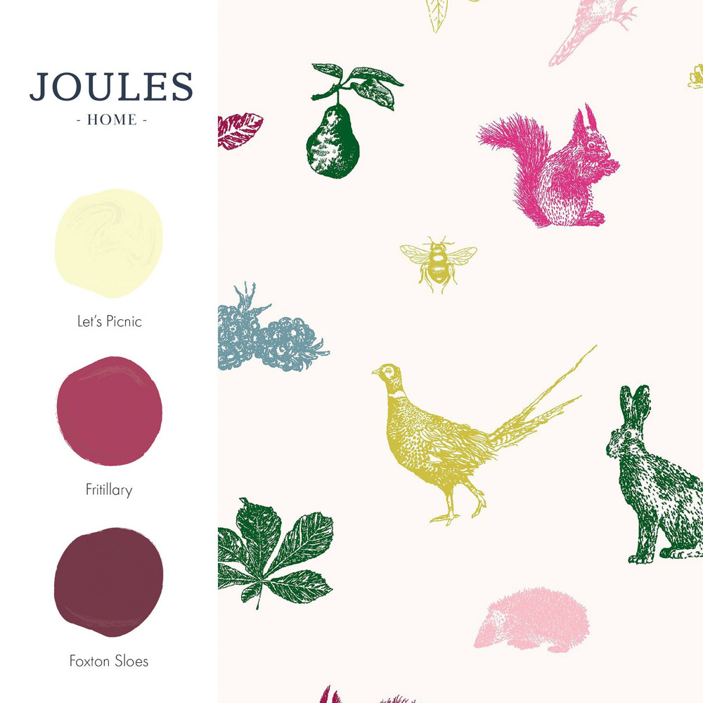 Joules Etched Woodland Creme Multi Wallpaper