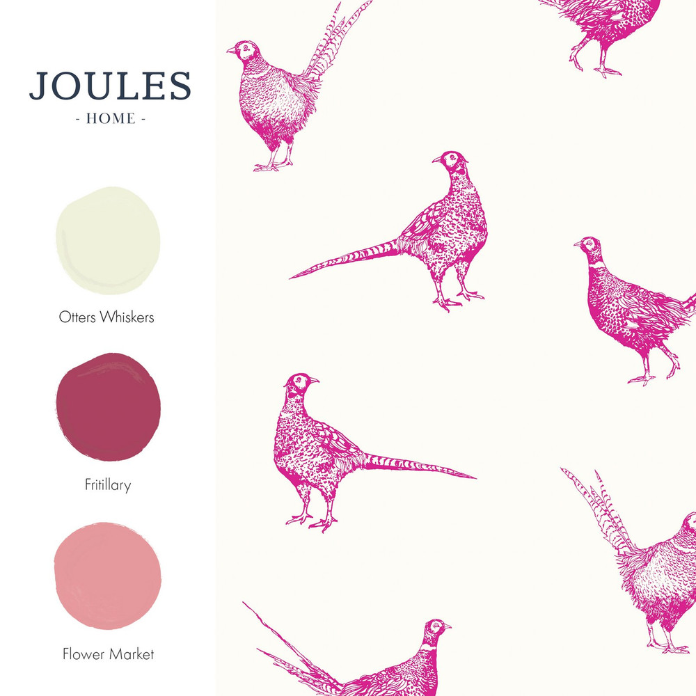 Joules Flirty Pheasants Truly Pink Wallpaper