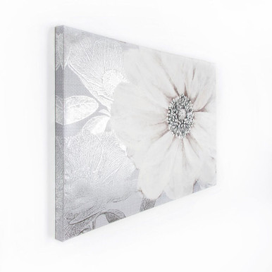grey bloom printed canvas wall art