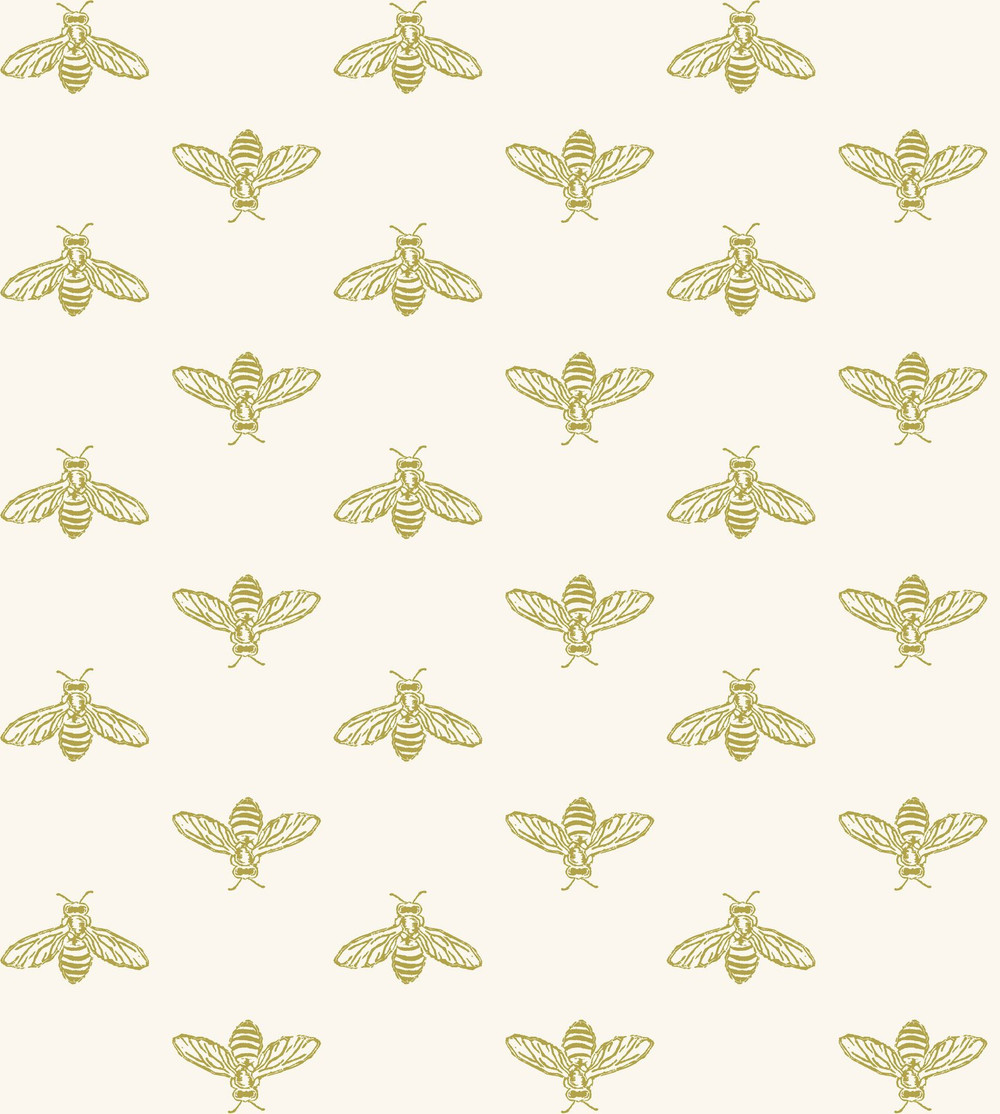 Joules Block Print Bee Antique Gold Wallpaper