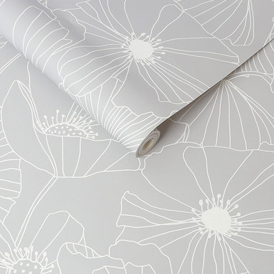 linear floral grey wallpaper