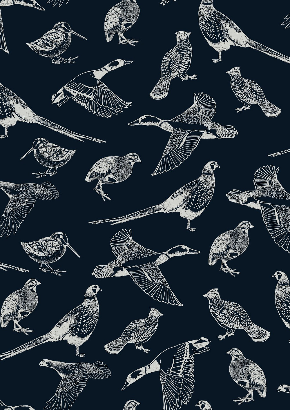 Joules Hunting Birds French Navy Wallpaper