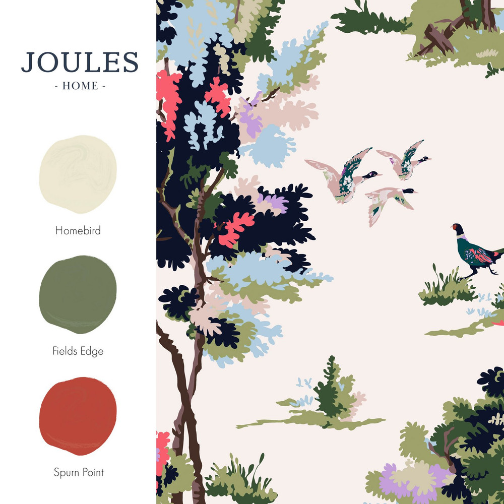 Joules Woodland Scene Dawn Grey Wallpaper