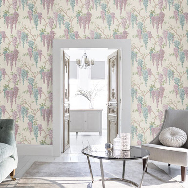 laura ashley wisteria garden duck egg wallpaper