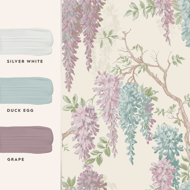 Laura Ashley Wisteria Garden Duck Egg Wallpaper