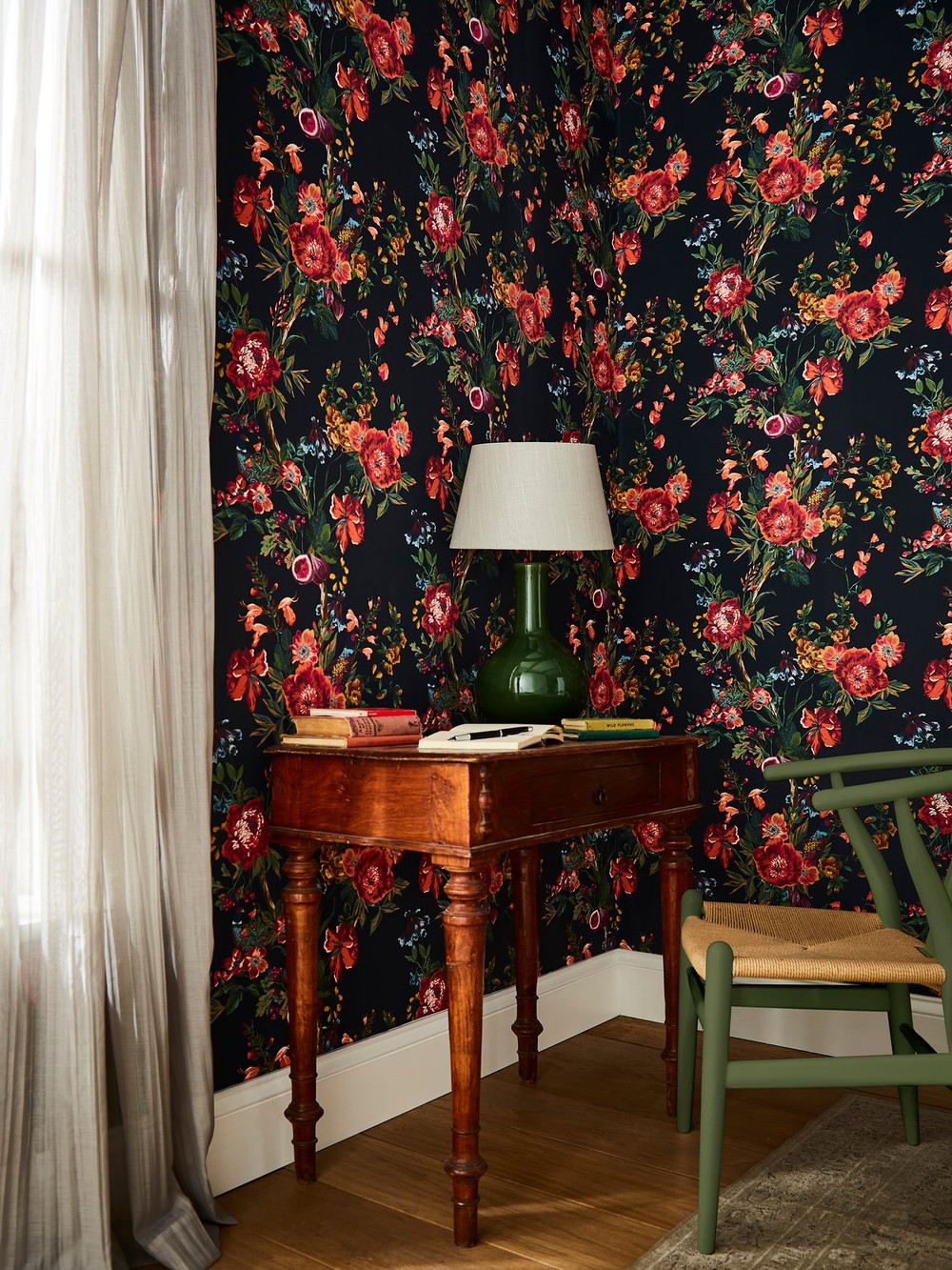 Joules Forest Chinoiserie French Navy Wallpaper