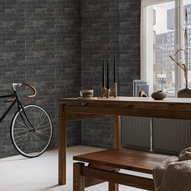 House Brick Charcoal Wallpaper