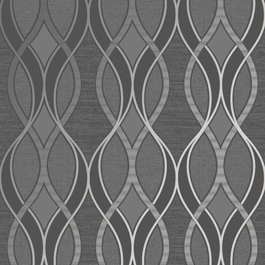 ribbon geo grey & silver wallpaper