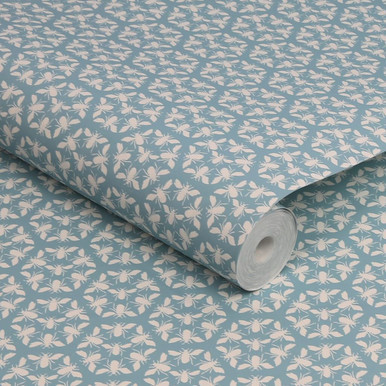 joules honeycomb bee haze blue wallpaper