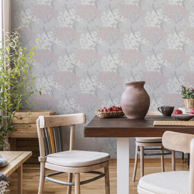 Fresco Lykke Tree Pink Floral Wallpaper