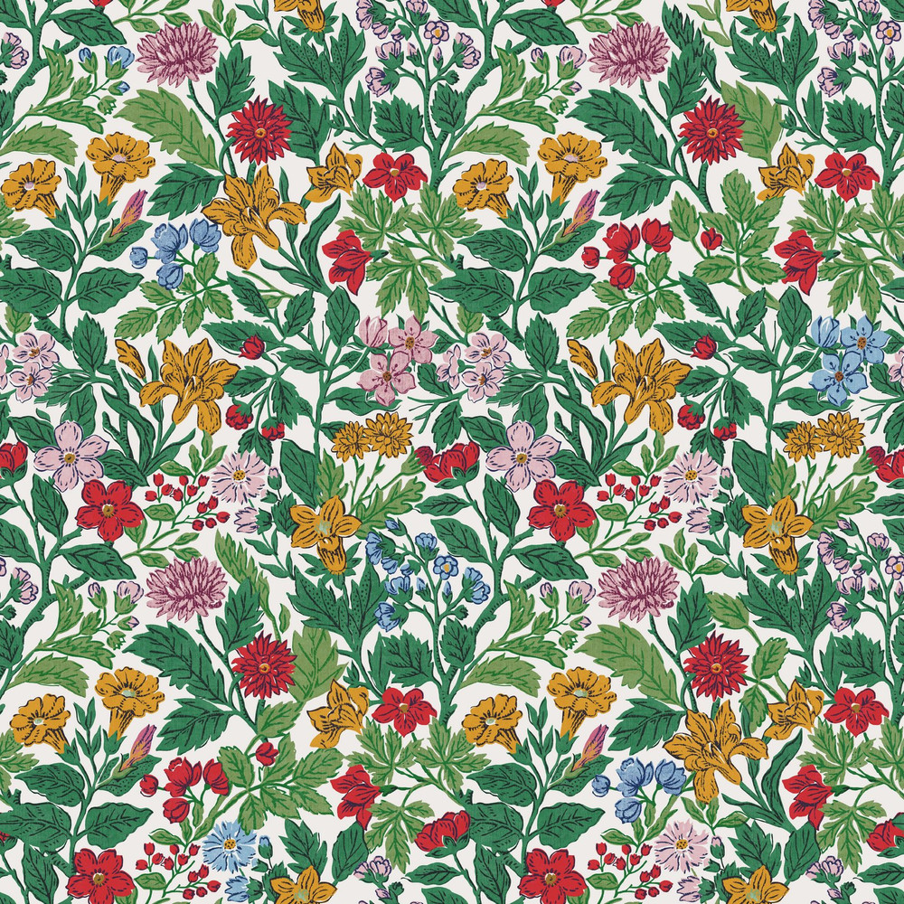 Joules Arts and Crafts Floral Rainbow Wallpaper
