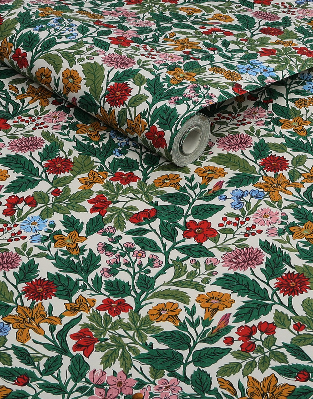 Joules Arts and Crafts Floral Rainbow Wallpaper