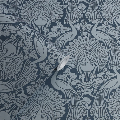 laura ashley peacock damask dusky seaspray wallpaper