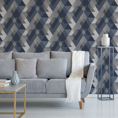 decadence diamond navy wallpaper