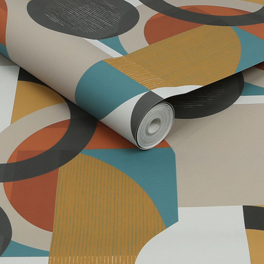 next retro shapes geo orange wallpaper